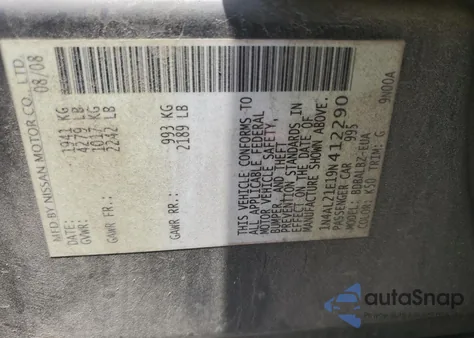 2009 Nissan Altima 2.5 из США, поврежденный, VIN 1N4AL21E19N412290